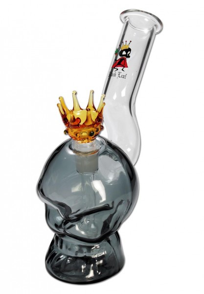 Black Leaf Skull Glass Pipe with Crown