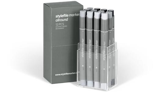 Stylefile Marker Allround 12er Set neutral grey
