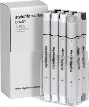 Stylefile Marker Brush 12er Set Neutral Grey