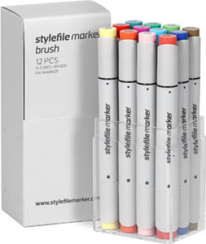 STYLEFILEMARKER 12 Brush markers main Skin set